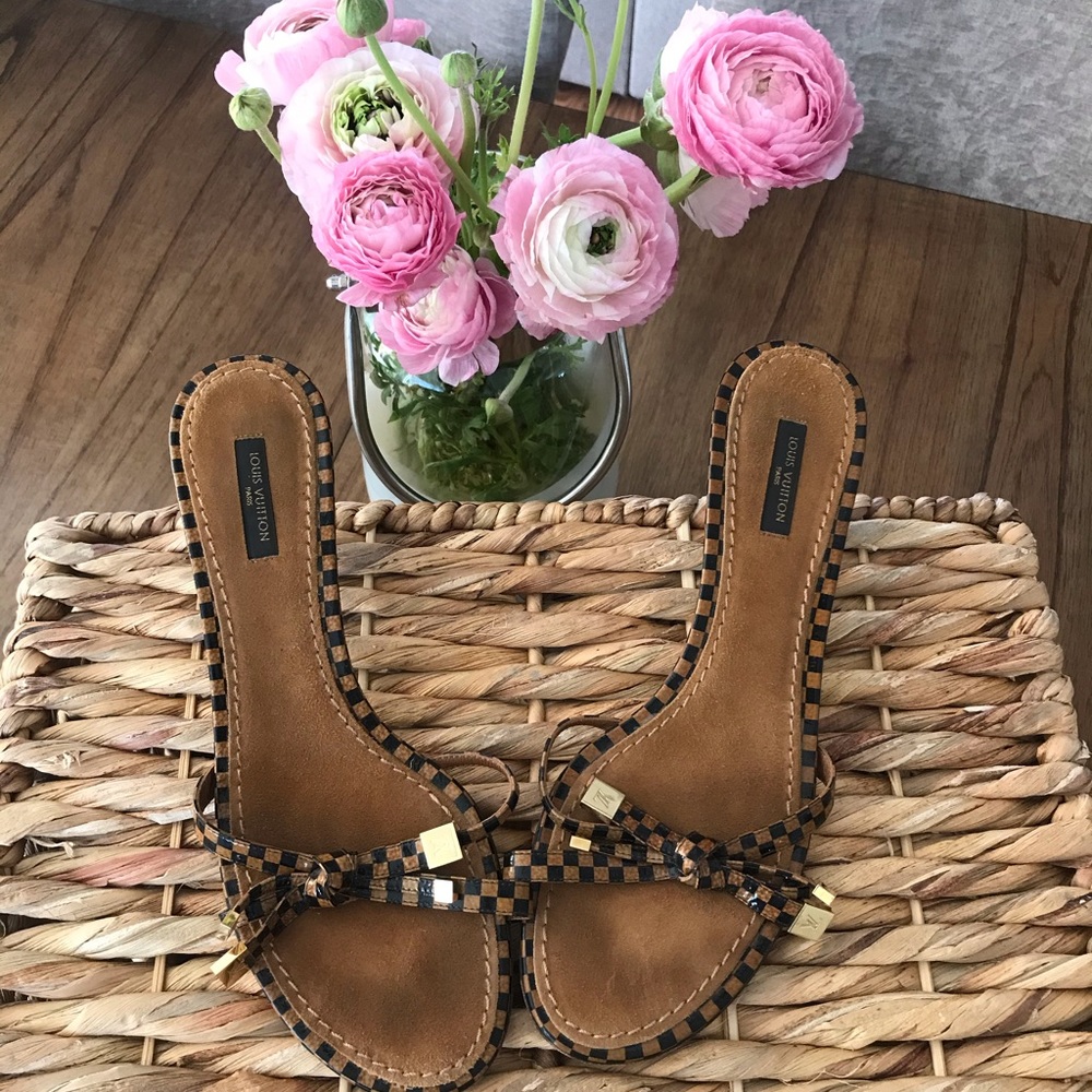 Louis Vuitton Brown and Black Checkered Heels